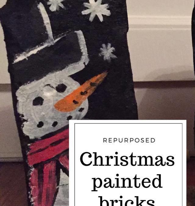 re-purposed christmas painted bricks